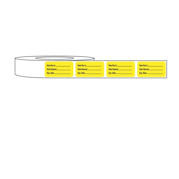 Date Rec'd. _ Date Opened _ Exp. Date _7/8"x1-5/8" Yellow w/black